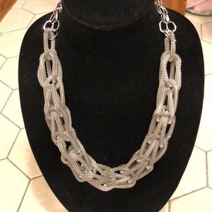 Beefy silver tone chain mail type loops necklace